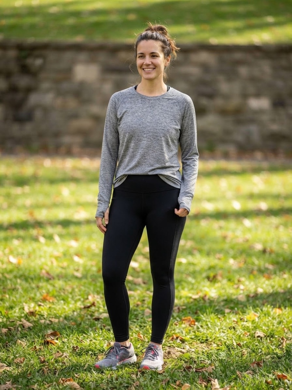 Champion Gray Space Dye Long Sleeve Activewear Top XL Thumbholes